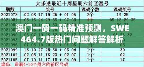 澳门一码一码精准预测,SWE464.7版热门问题解答解析