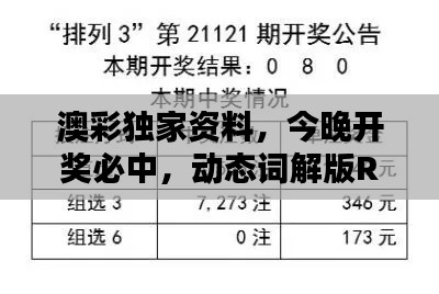 澳彩独家资料，今晚开奖必中，动态词解版RKG634.07