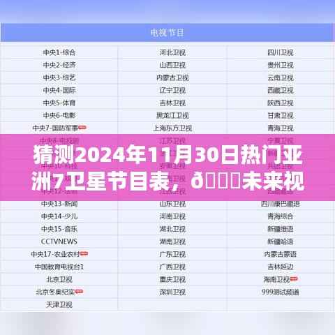 🌟揭秘未来视界，亚洲七卫星节目表的高科技魅力与极致体验预测（2024年11月30日版）✨