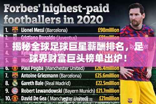揭秘全球足球巨星薪酬排名，足球界财富巨头榜单出炉！